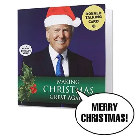 Trump Christmas Card with Real Trump Voice - Personalized Holiday Greetings with Envelope