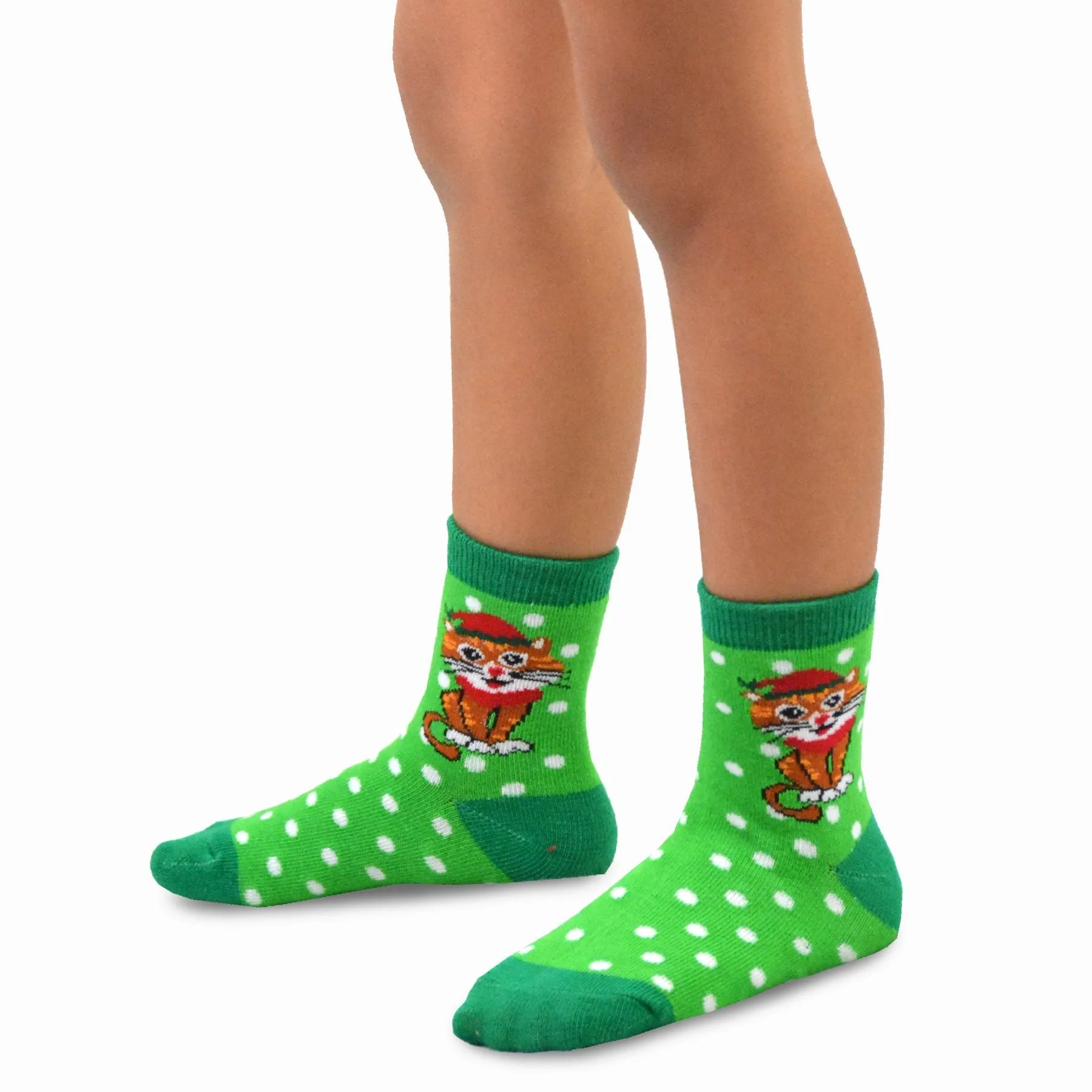 TeeHee Socks Kid's Christmas Cotton Short Crew Cat, Dog 4-Pack (70936)