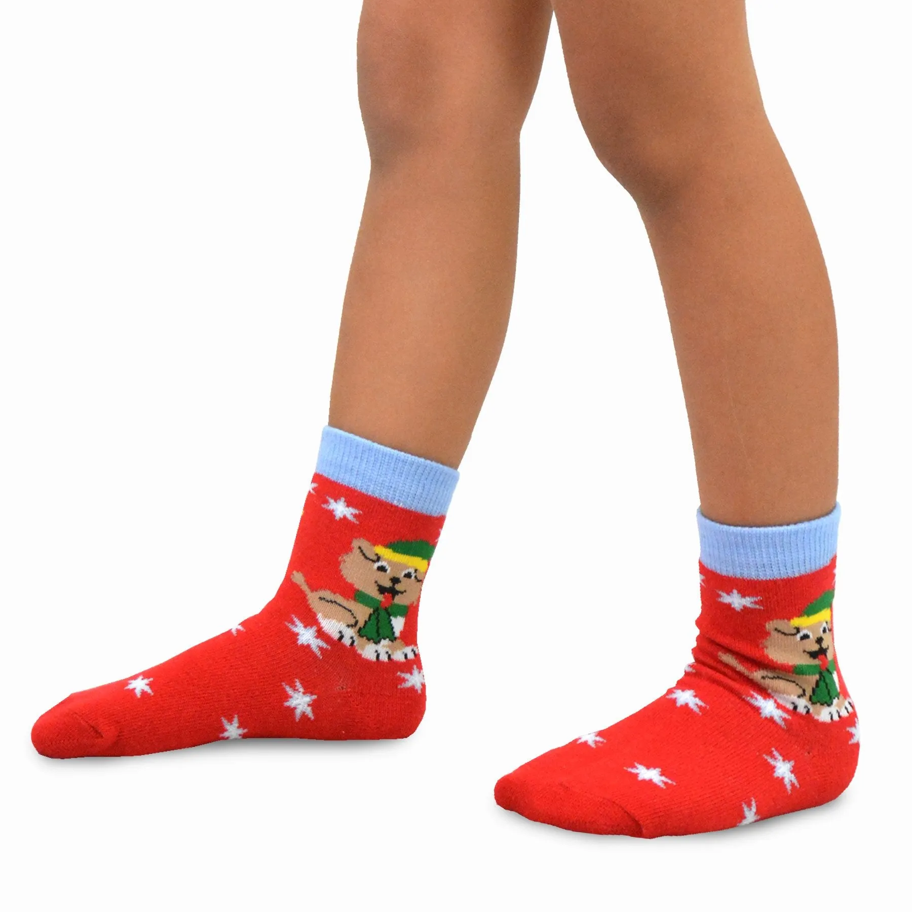 TeeHee Socks Kid's Christmas Cotton Short Crew Cat, Dog 4-Pack (70936)