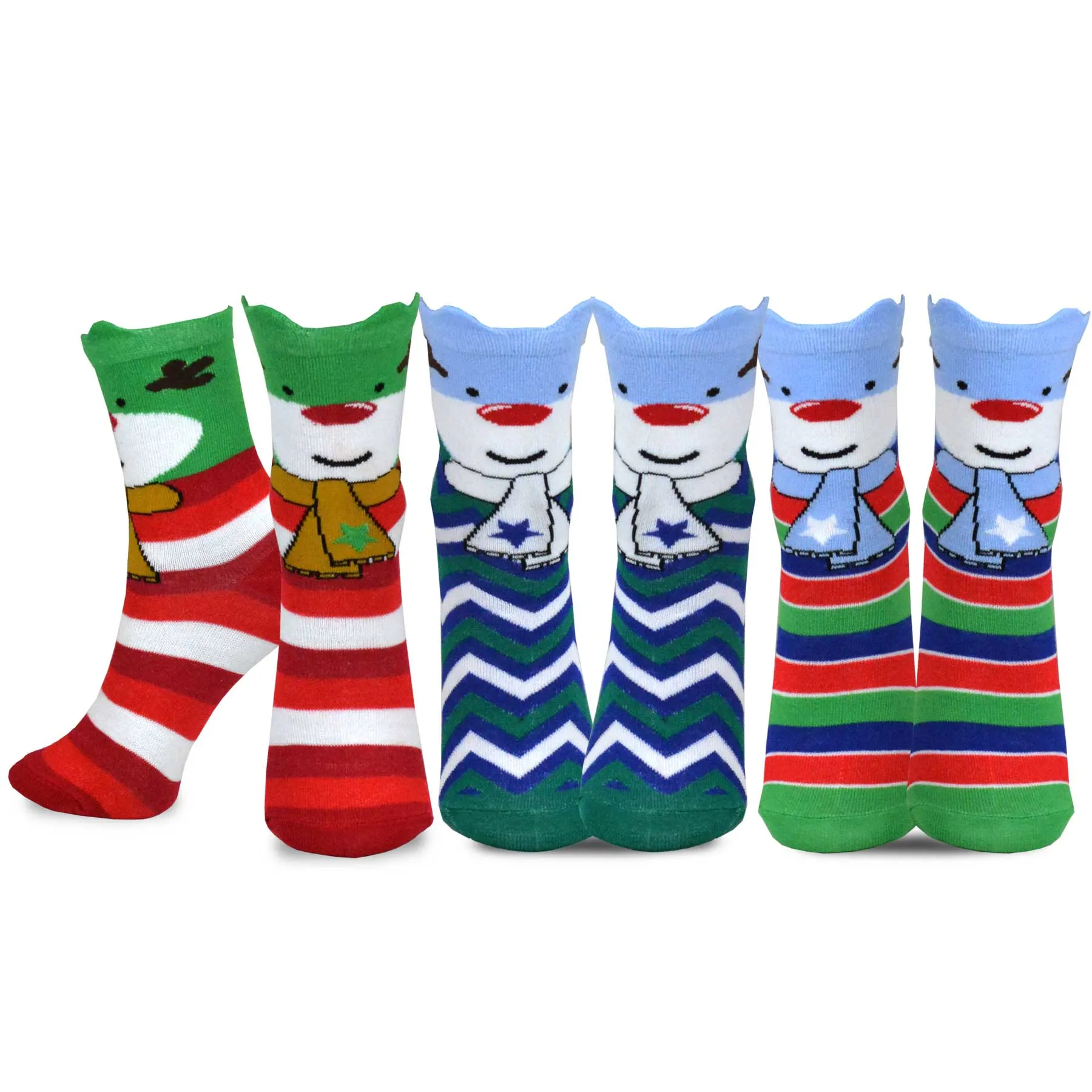 TeeHee Socks Kid's Christmas Cotton Short Crew Reindeer 3-Pack (70919)