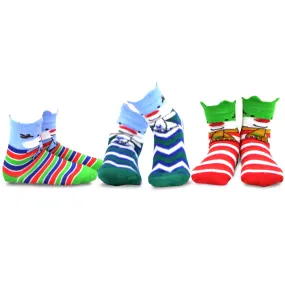 TeeHee Socks Kid's Christmas Cotton Short Crew Reindeer 3-Pack (70919)