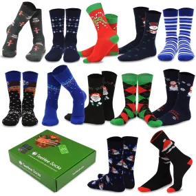 TeeHee Socks Men's Christmas Crew Assorted 12-Pack Gift Box B (51129)