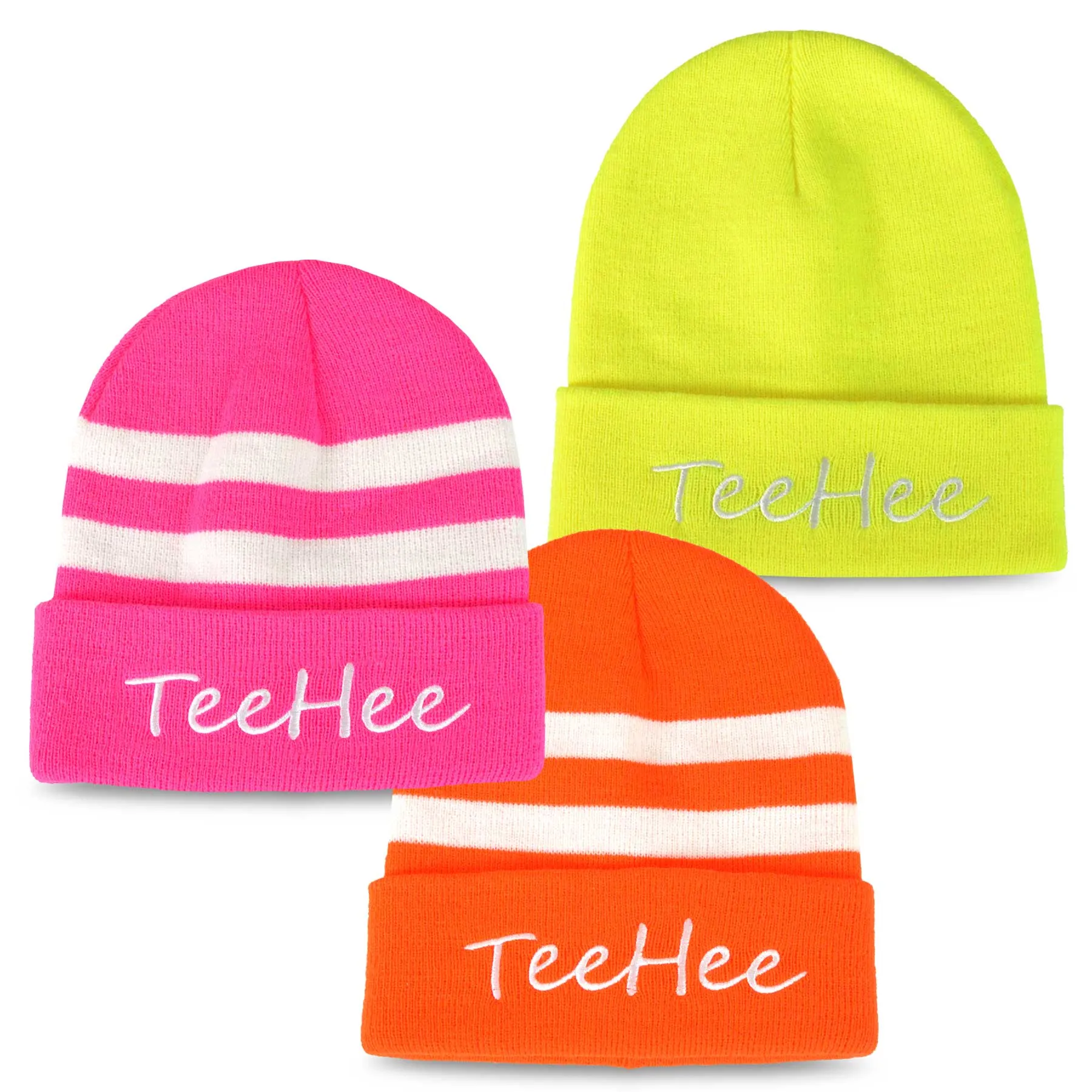 TeeHee Socks Unisex Warmer Acrylic Beanie Neon 3-Pack (30000)