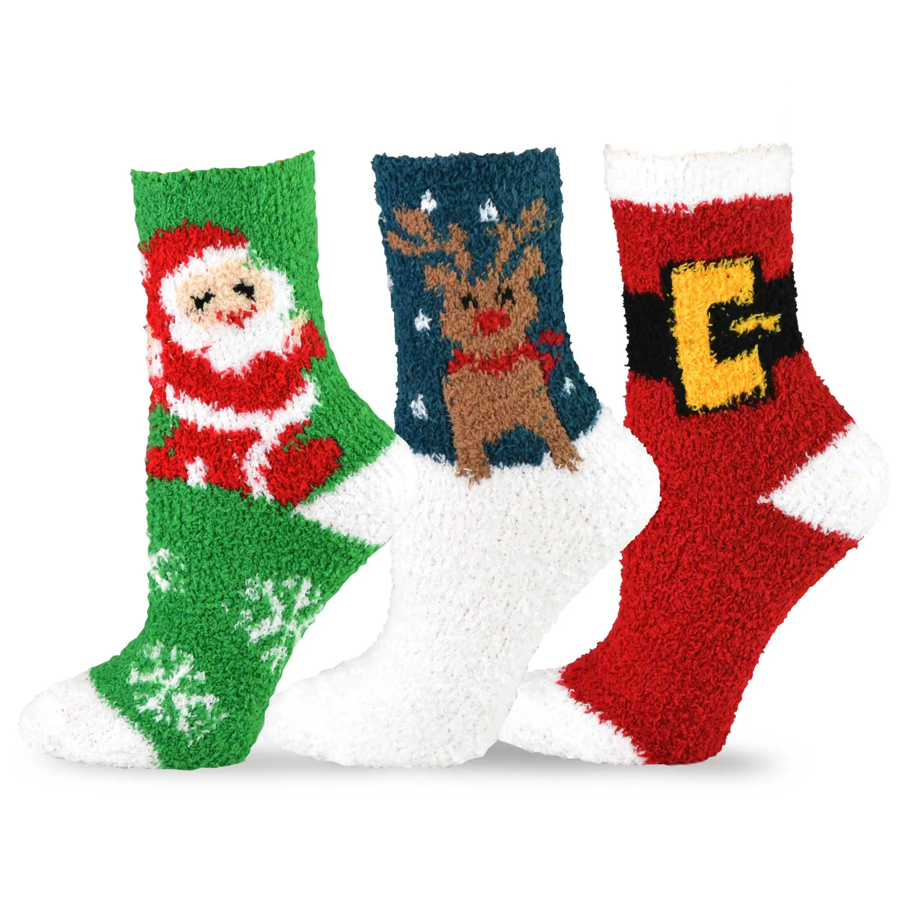 TeeHee Socks Women's Fuzzy Polyester Crew Assorted 3-Pack (12022)