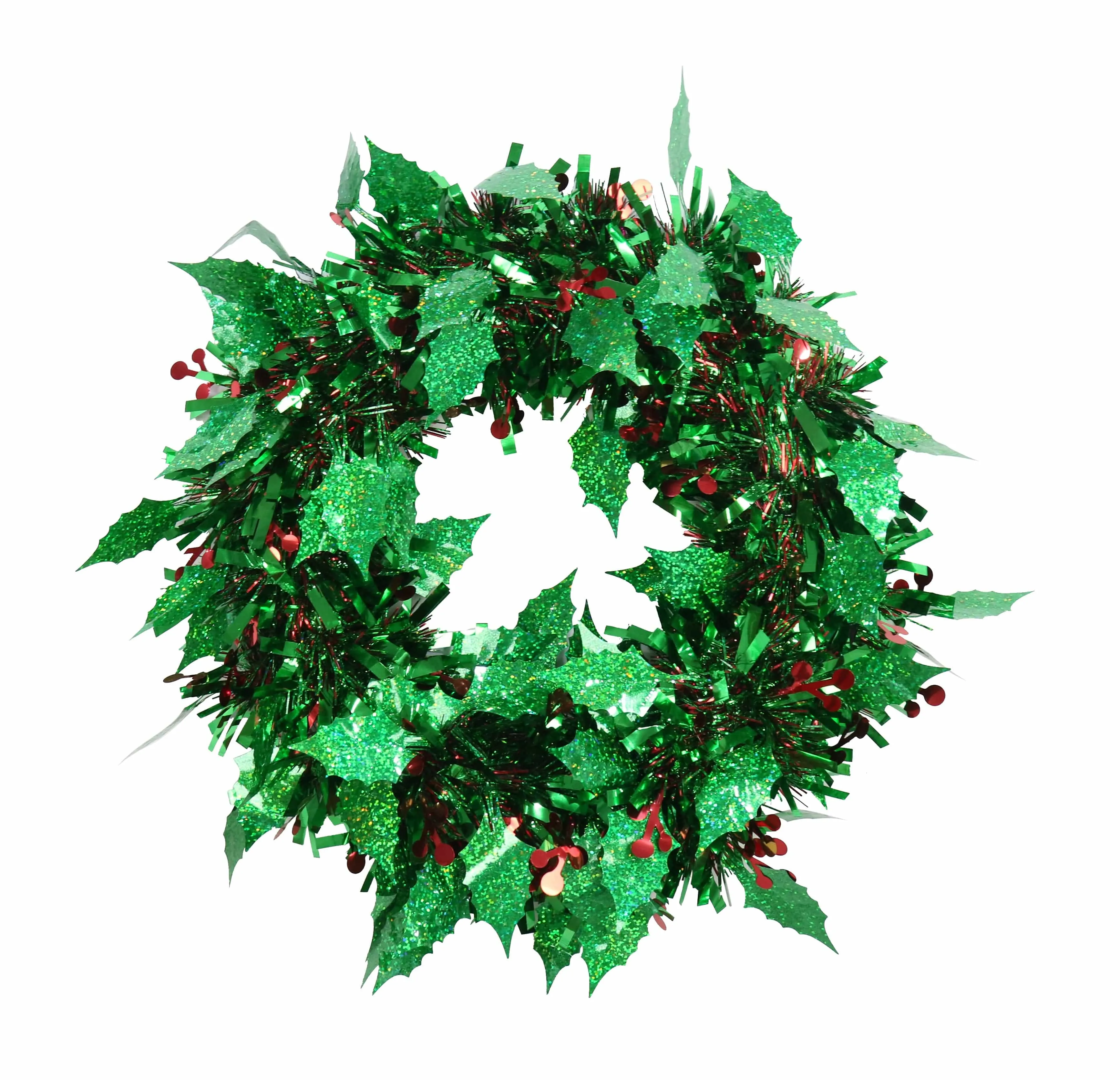 Tinsel Holly Berry Wreath (28cm)