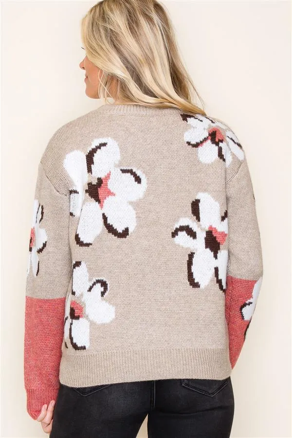 Two Tone Floral Sweaters - 2 Colors!