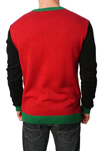 Ugly Christmas Sweater Company Men's Assorted Light-Up Xmas Crew Neck Sweaters with Multi-Colored LED Flashing Lights, Cayenne Let It Glow, X-Large