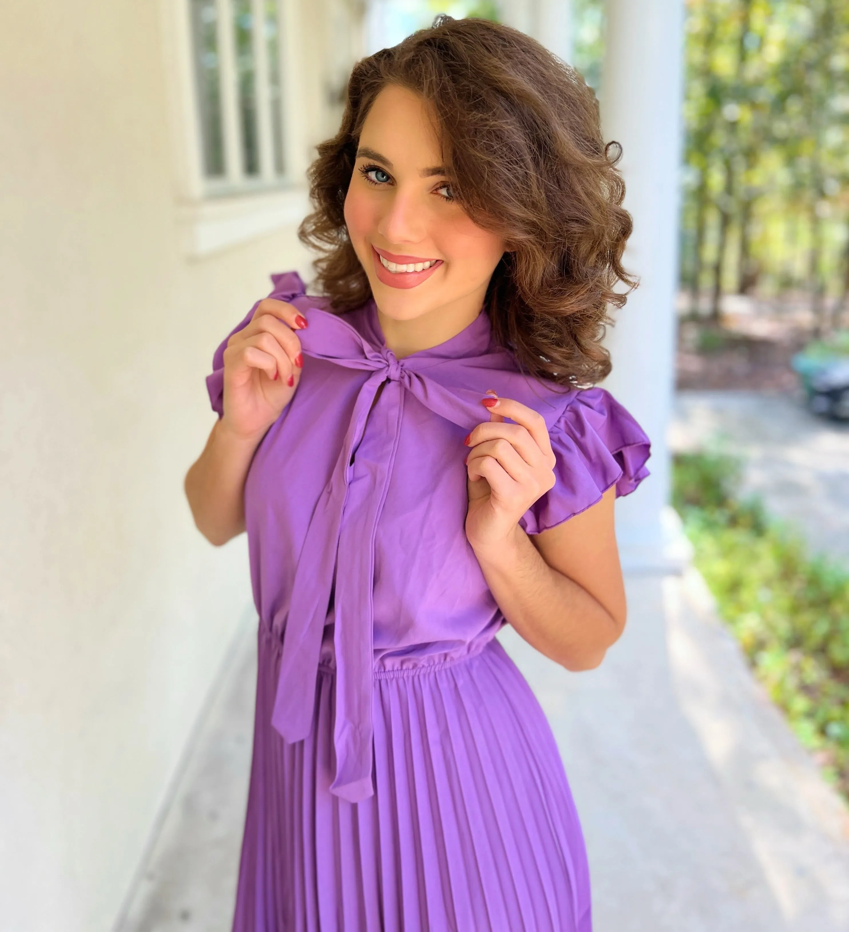 Vittoria Pleated Violet Dress