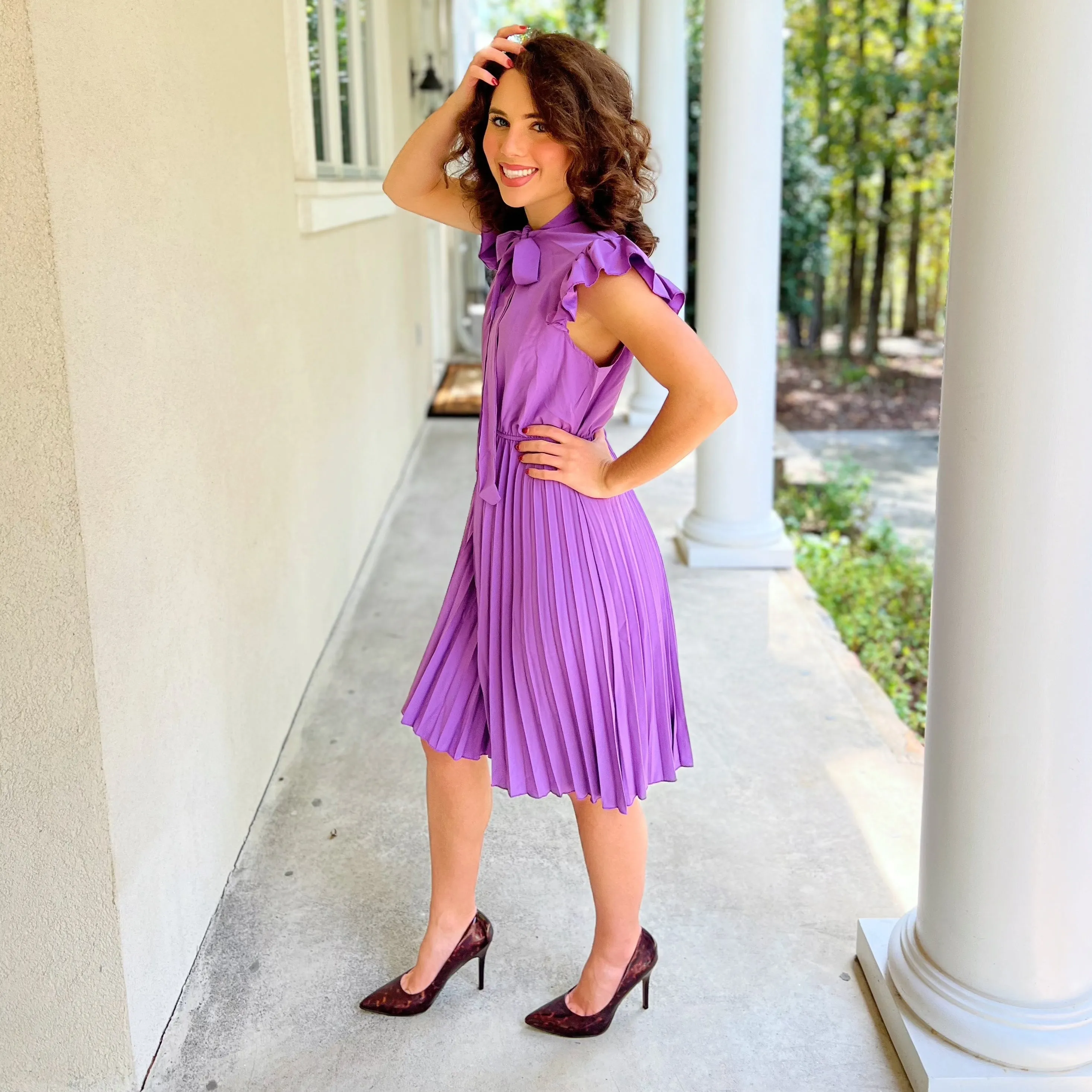 Vittoria Pleated Violet Dress